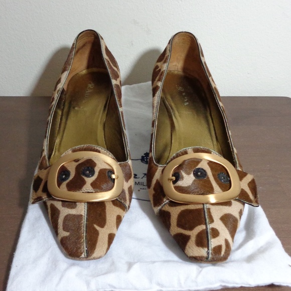 Prada Giraffe Print Calf Hair Heels w/Extras RARE - Picture 3 of 8